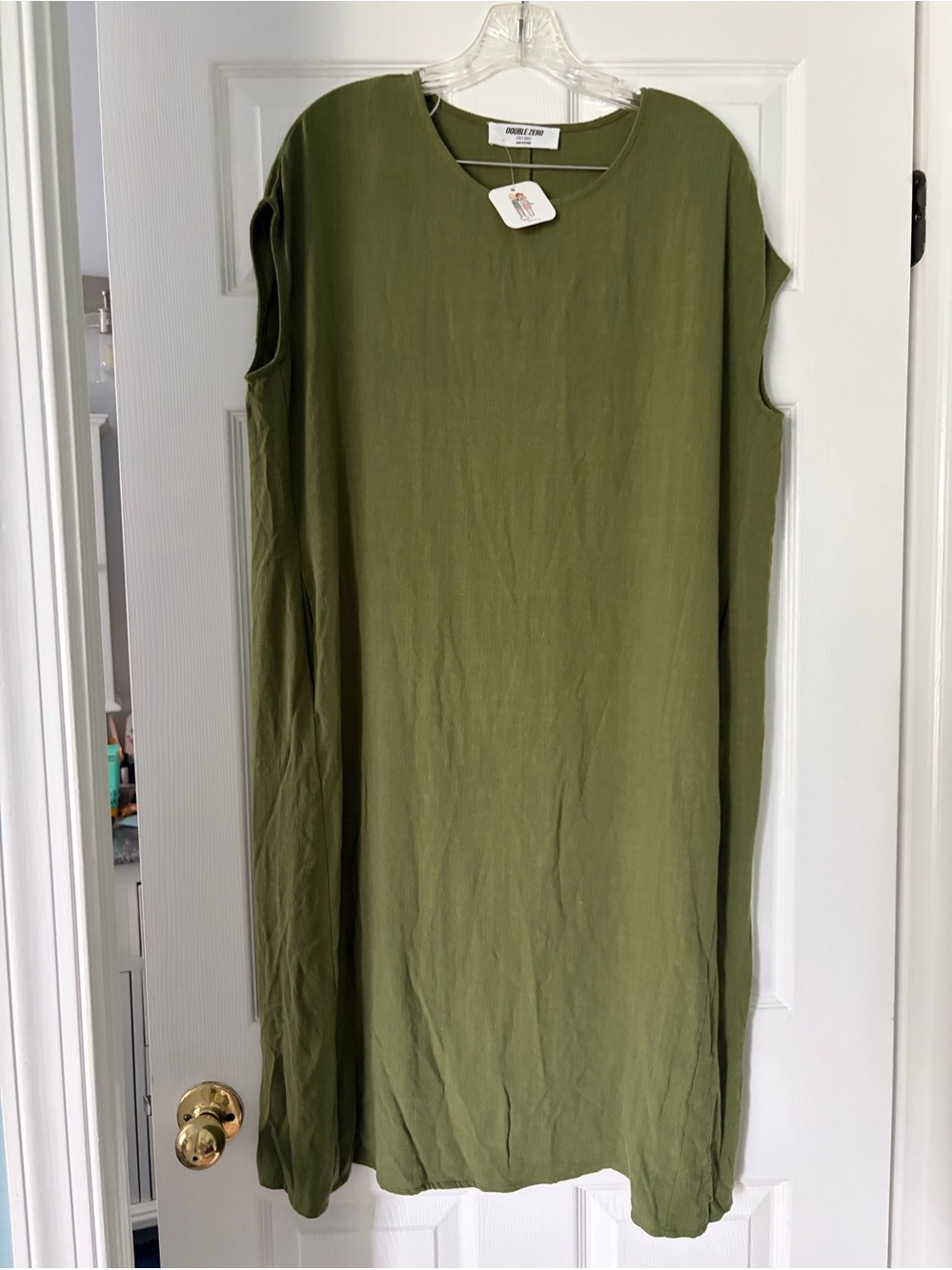 Double Zero Olive Green Sleeveless Midi Shift Dress